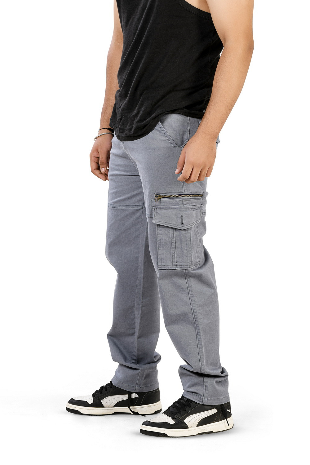 MENS SLATE COLOR CARGO FIT JEANS