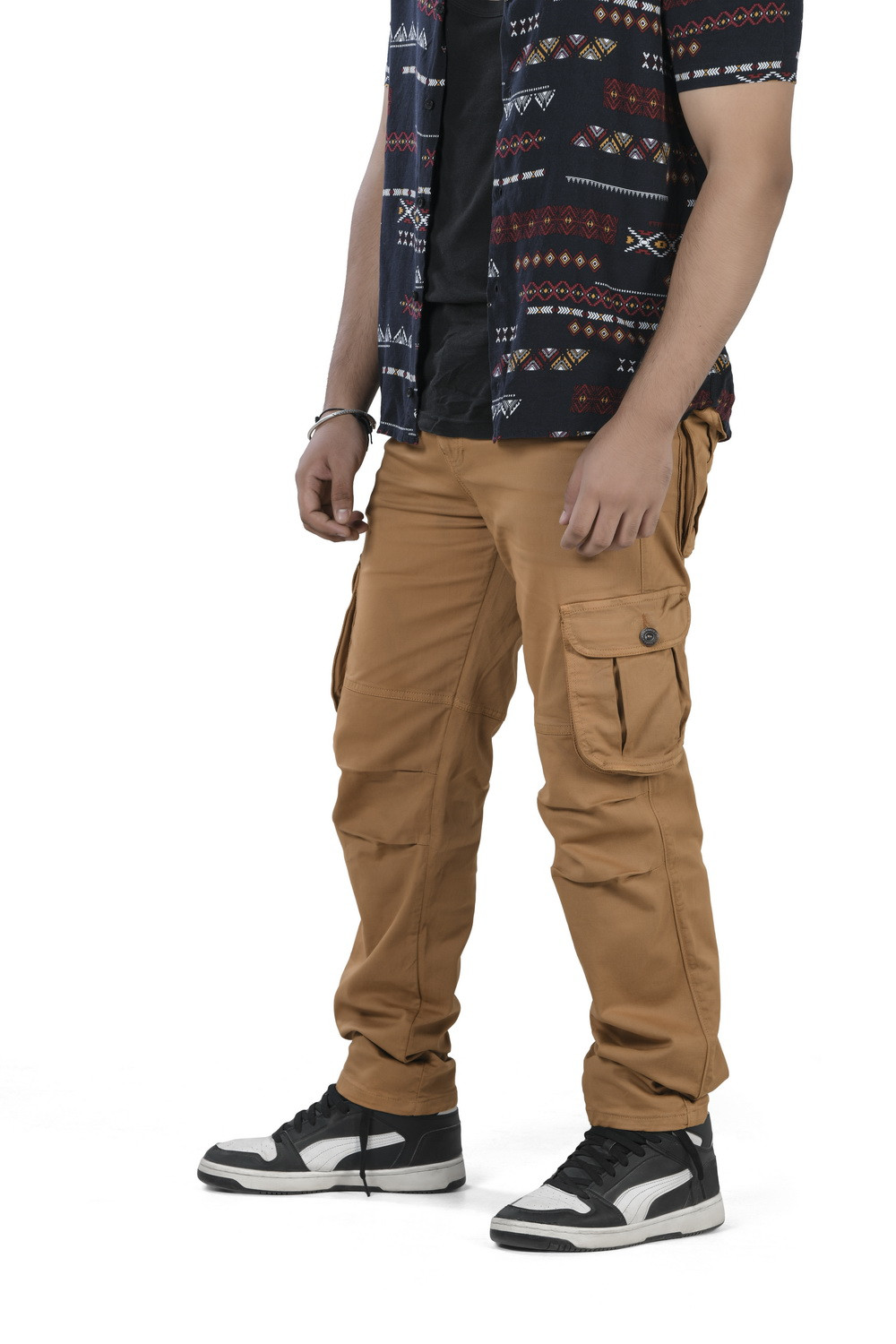 MENS MUSTARD COLOR CARGO FIT JEANS