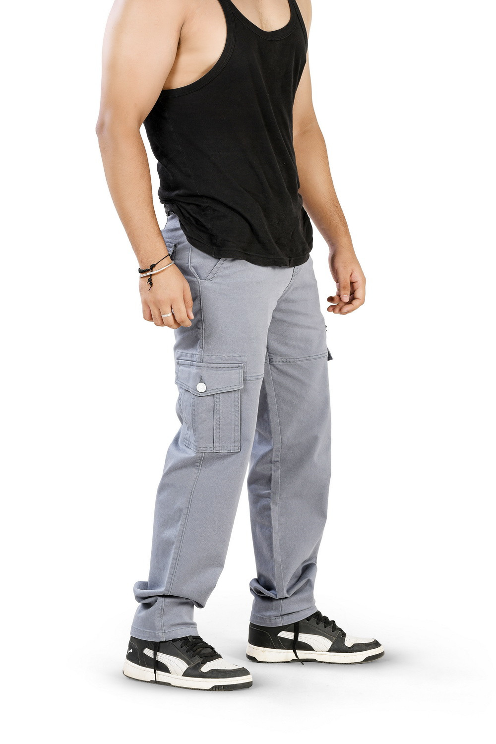 MENS SLATE COLOR CARGO FIT JEANS
