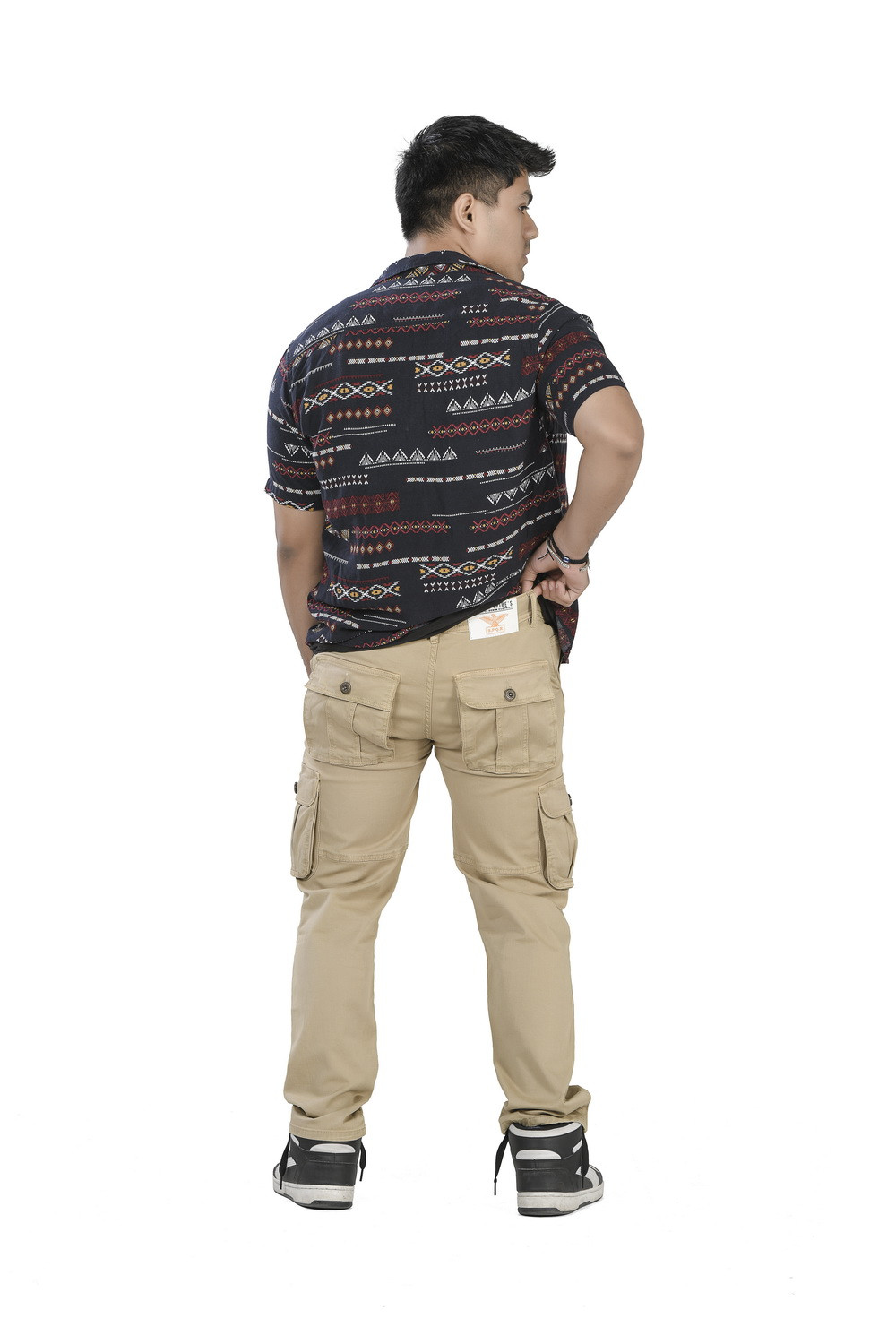 MENS LIGHT BAIGE COLOR CARGO FIT JEANS