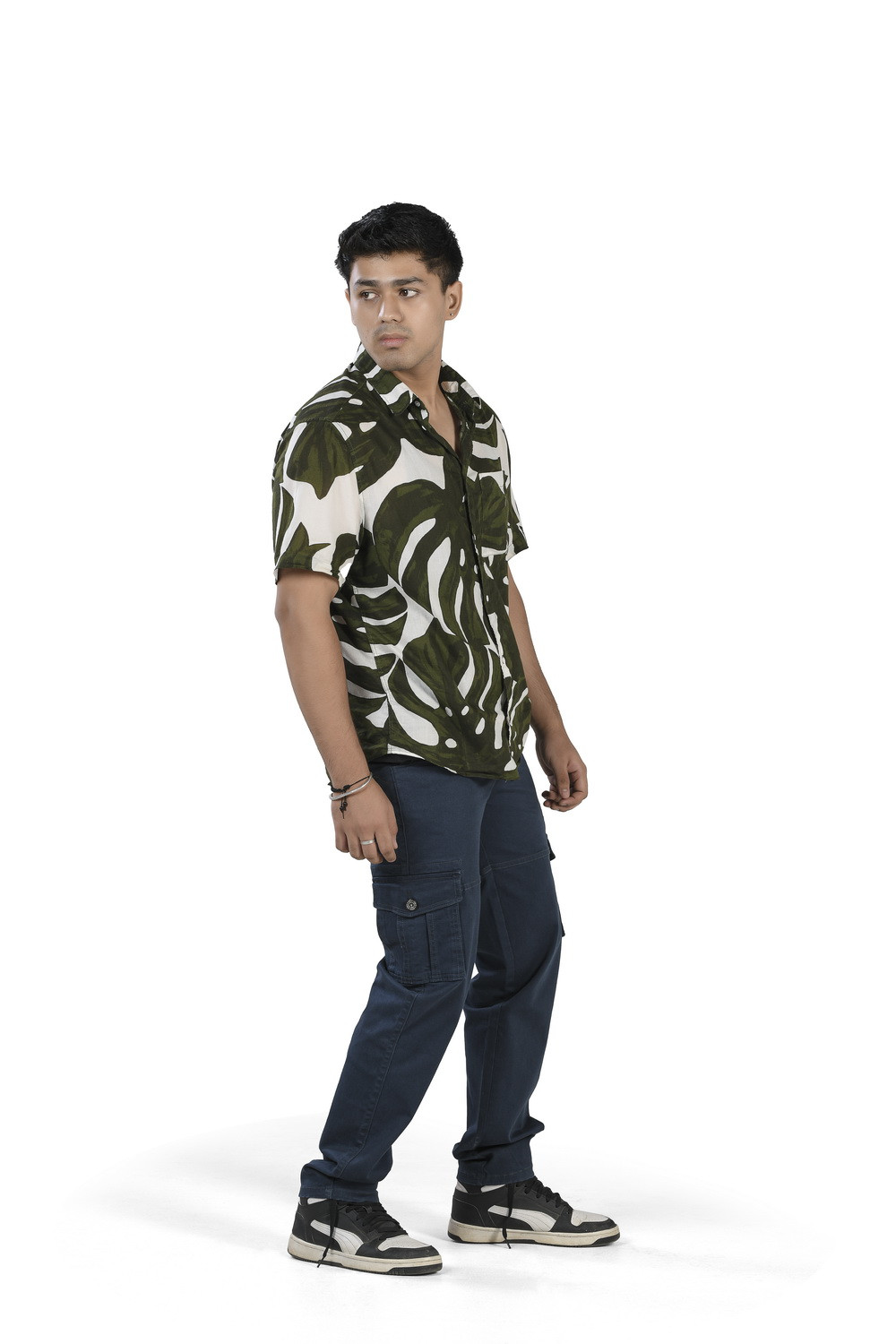 MENS DARK TEAL COLOR CARGO FIT JEANS