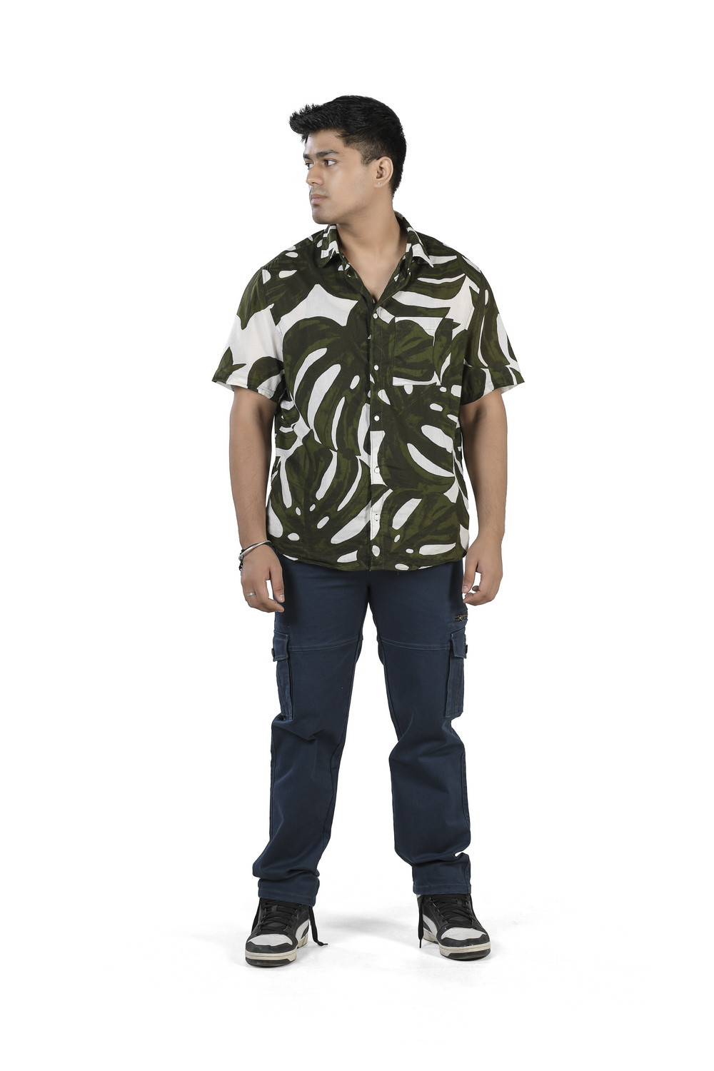 MENS DARK TEAL COLOR CARGO FIT JEANS