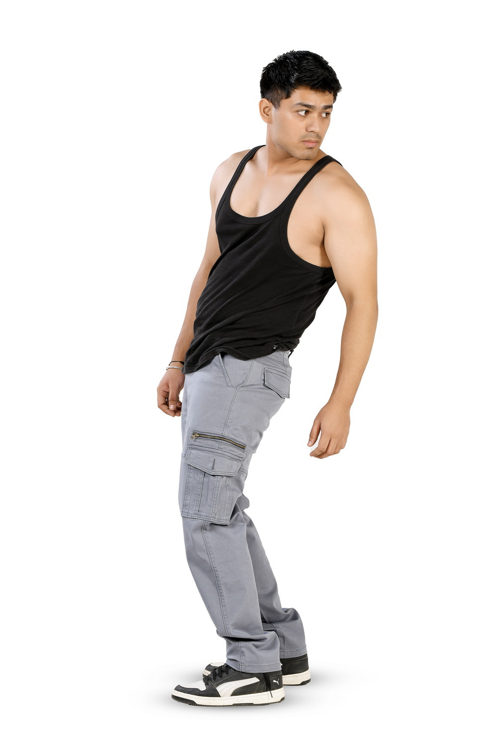 MENS SLATE COLOR CARGO FIT JEANS