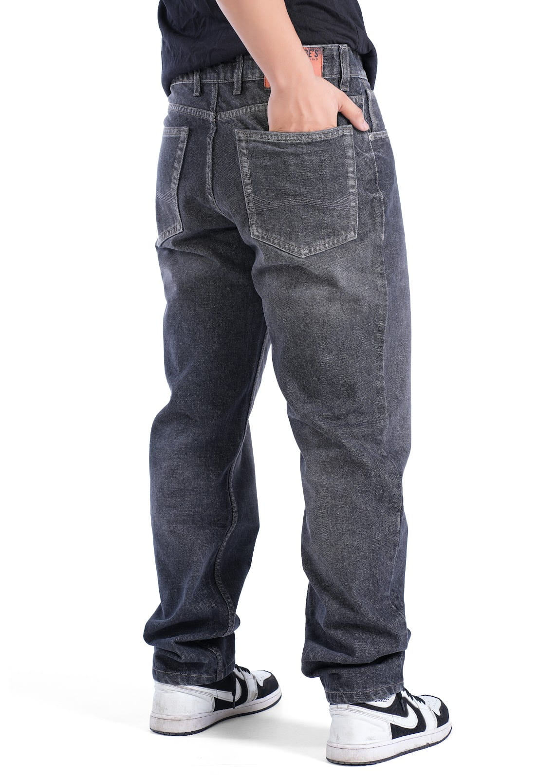 MENS SALT & PEPPER BLACK BAGGY FIT JEANS