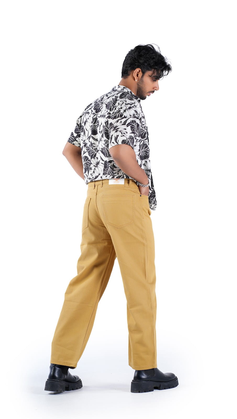 MENS MUSTARD GOLD COLOR RELAX STRAIGHT FIT JEANS