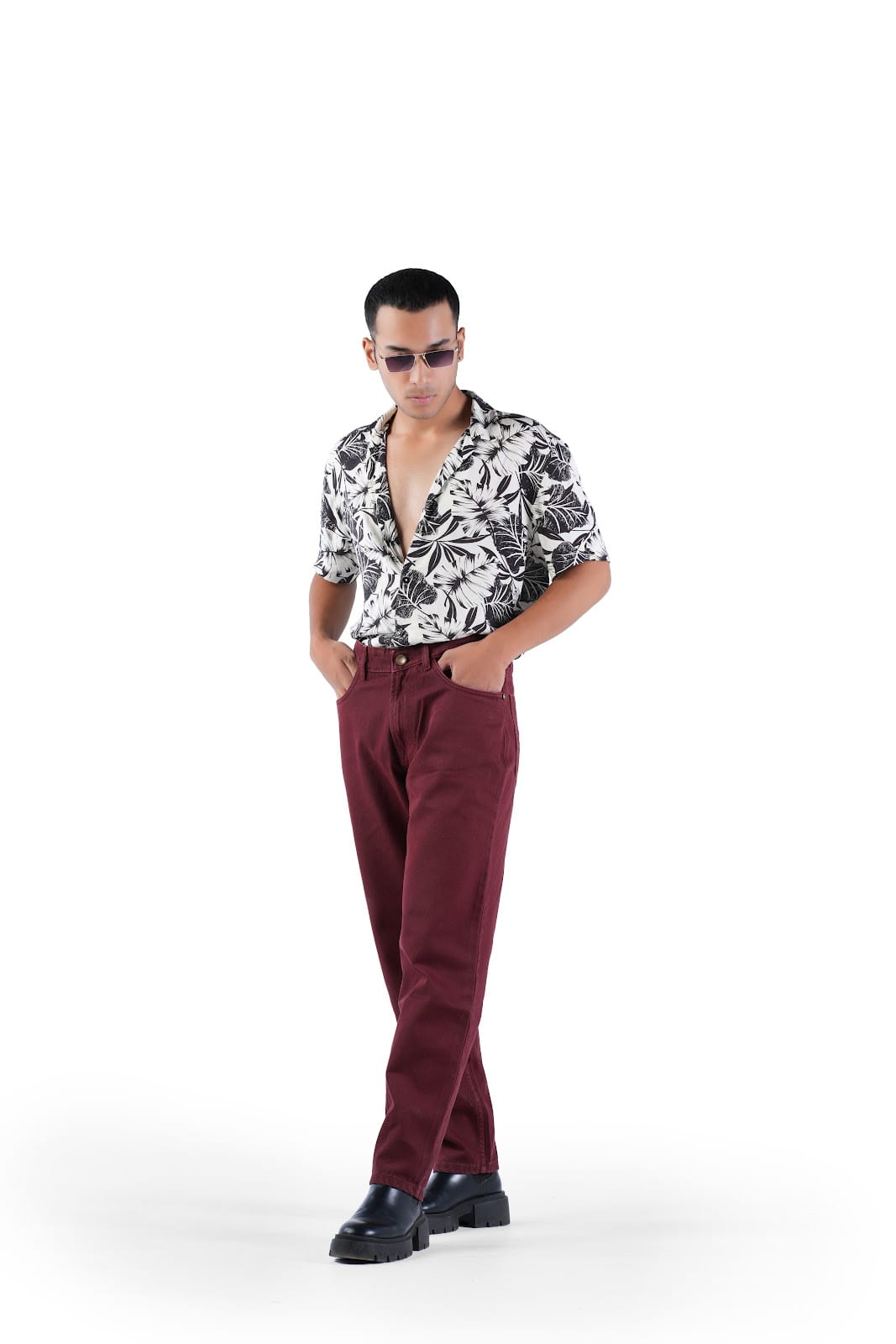 MENS RUSTY BRICK COLOR BAGGY FIT JEANS