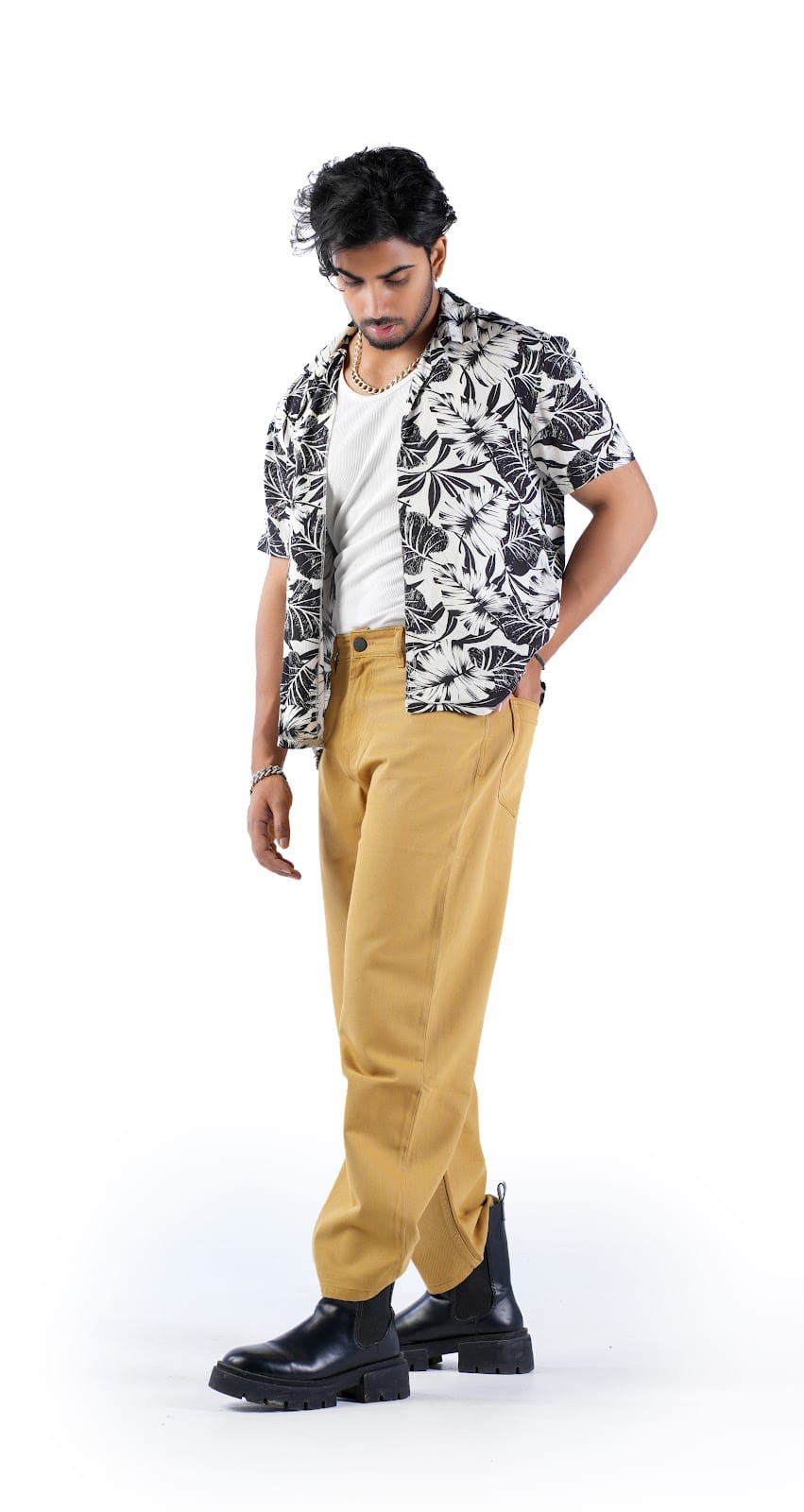 MENS MUSTARD GOLD COLOR RELAX STRAIGHT FIT JEANS