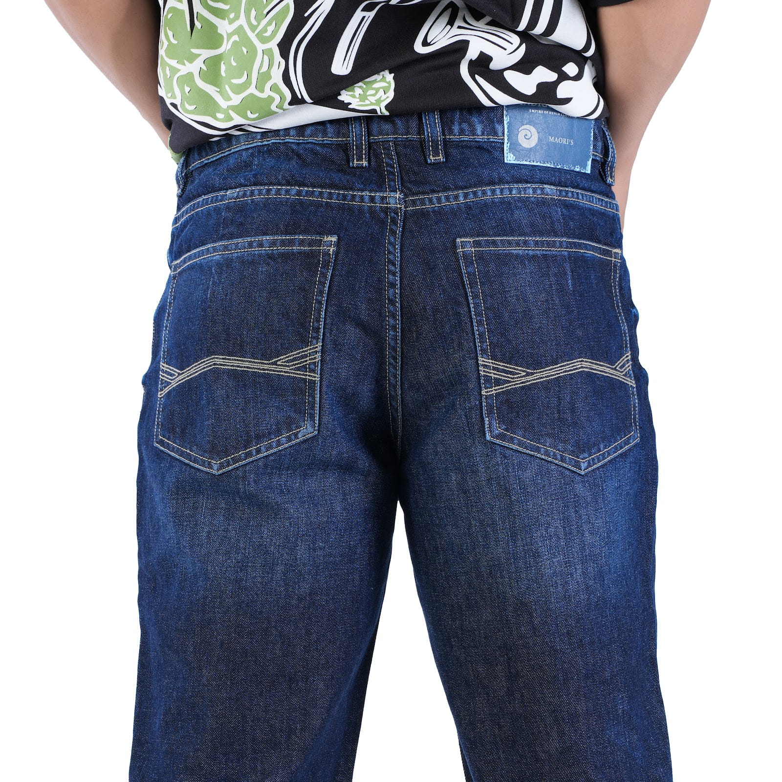 MENS INDIGO DARK WASH BAGGY FIT JEANS