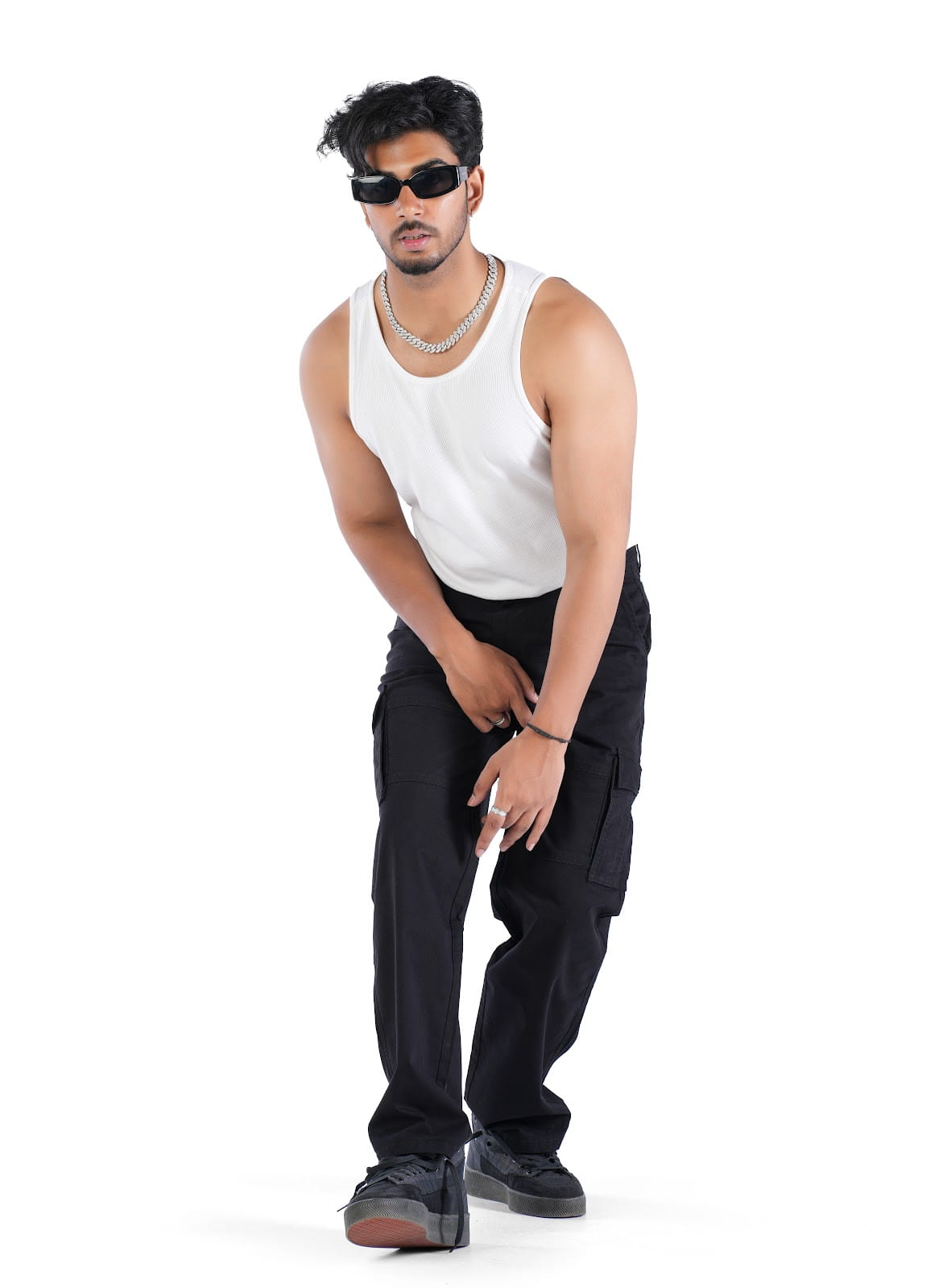 MENS STAY BLACK CARGO FIT JEANS